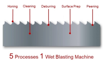 Applications for wet blasting for bandsaw blade manufacturers